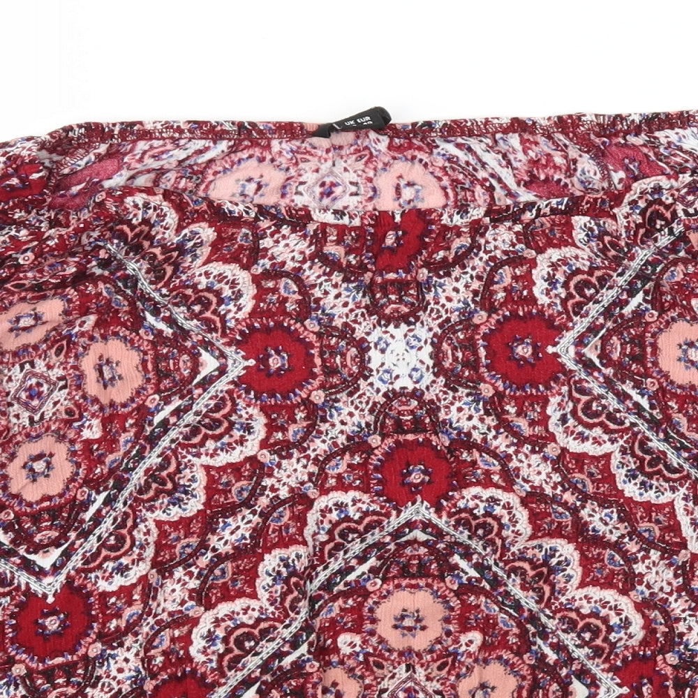 Solo Womens Red Floral  Basic T-Shirt Size 12