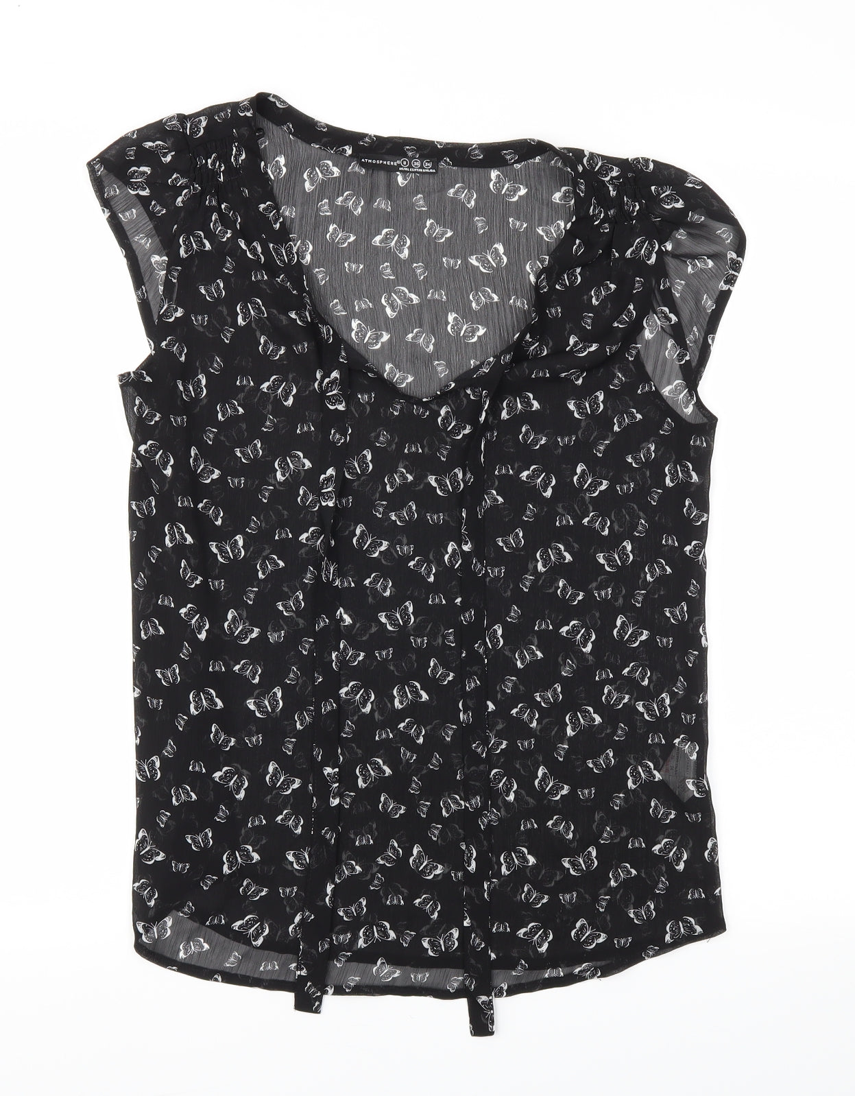 Primark Womens Black Animal Print  Basic Blouse Size 8