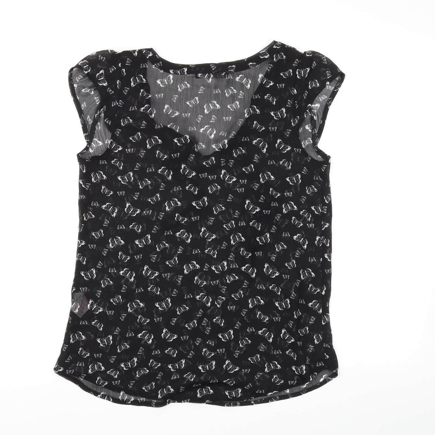 Primark Womens Black Animal Print  Basic Blouse Size 8