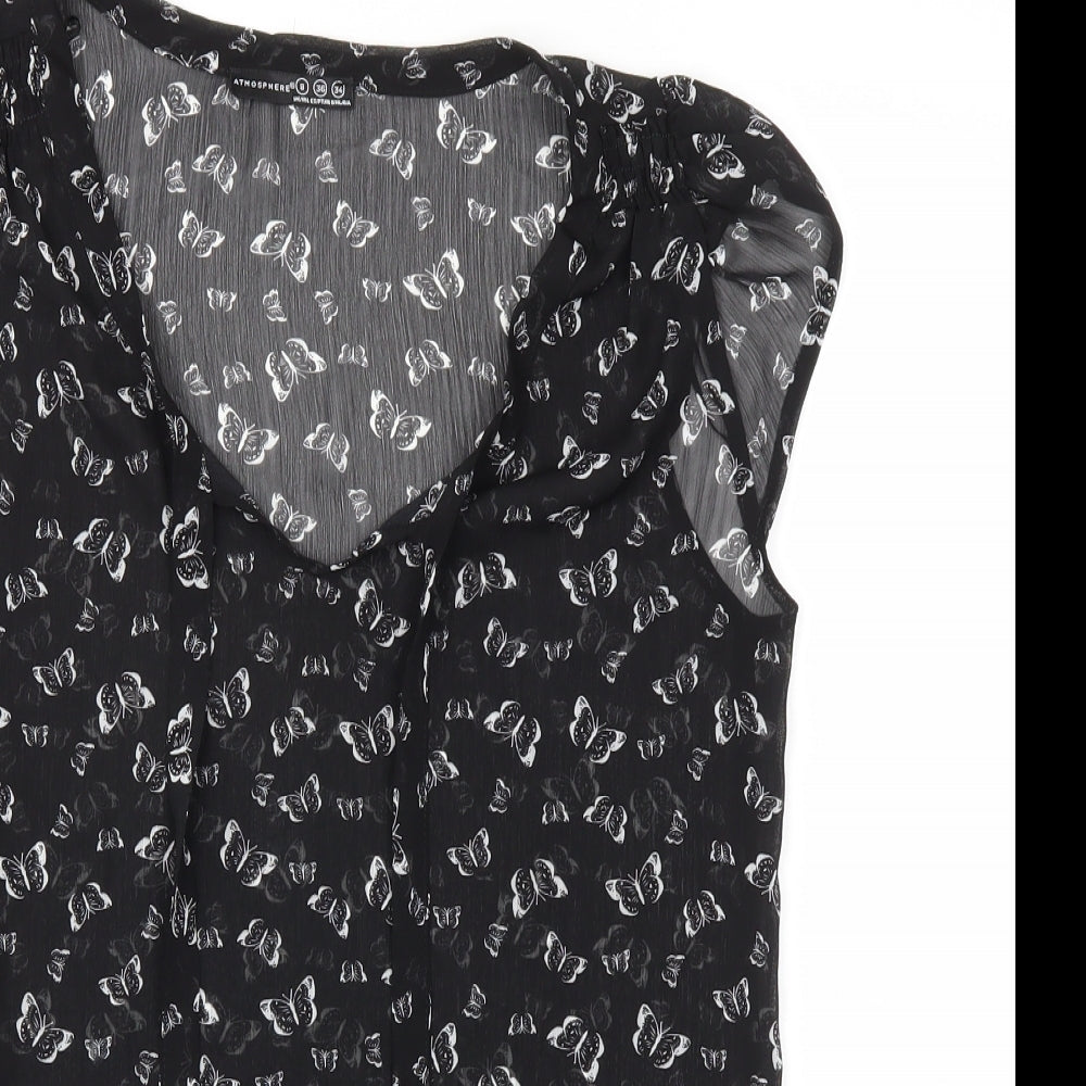 Primark Womens Black Animal Print  Basic Blouse Size 8