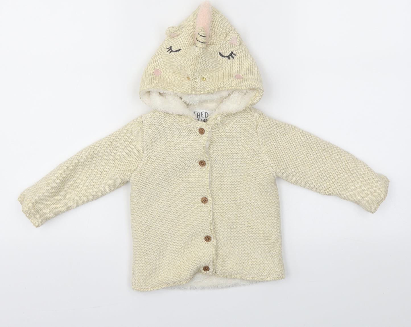 F&F Girls Beige Animal Print  Basic Jacket Coat Size 6-9 Months