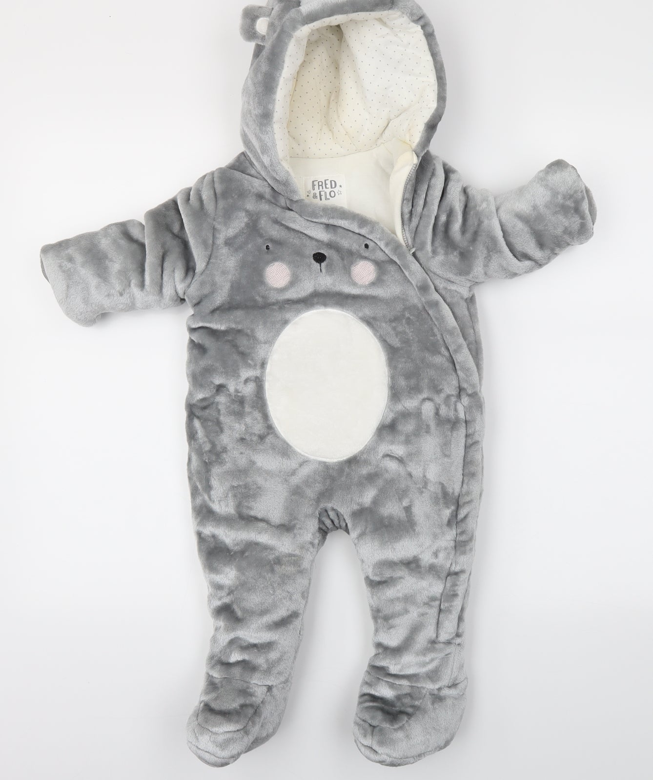F&F  Grey Animal Print  Babygrow One-Piece Size 6-9 Months