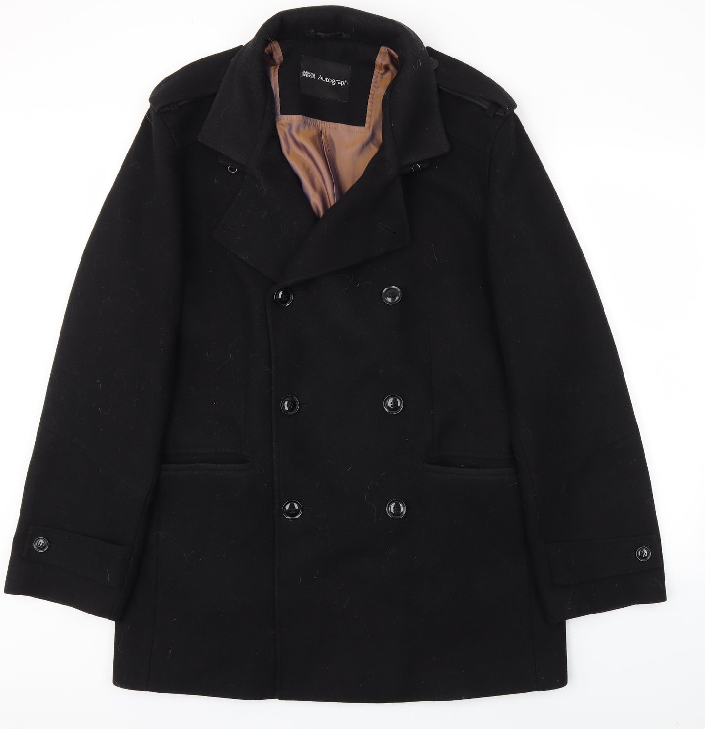 M&S Mens Black   Jacket Coat Size L