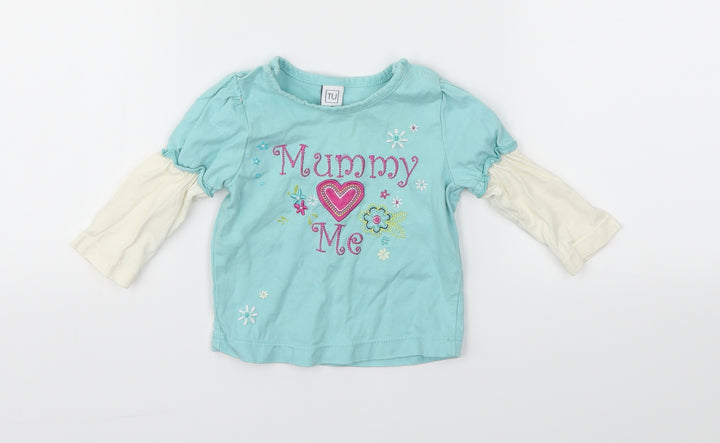TU  Blue Animal Print  Basic T-Shirt Size 3-6 Months