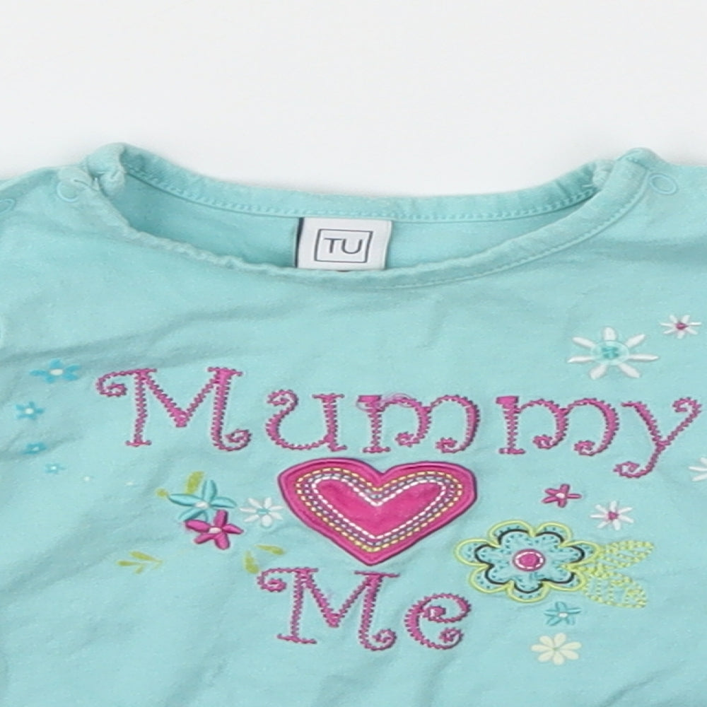 TU  Blue Animal Print  Basic T-Shirt Size 3-6 Months