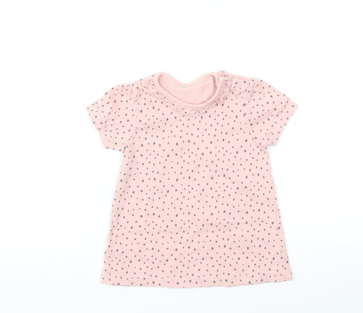 George Girls Pink Polka Dot  Basic T-Shirt Size 9-12 Months