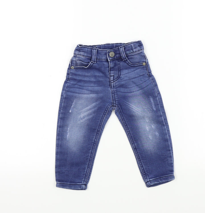 F&F Baby Blue Colourblock Capri Jeans Size 12-18 Months