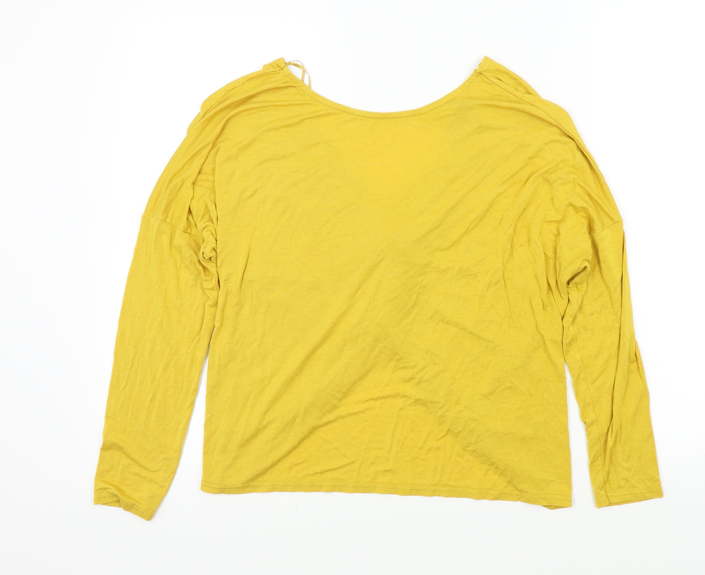 New Look Womens Yellow   Basic T-Shirt Size 14  - open cross back