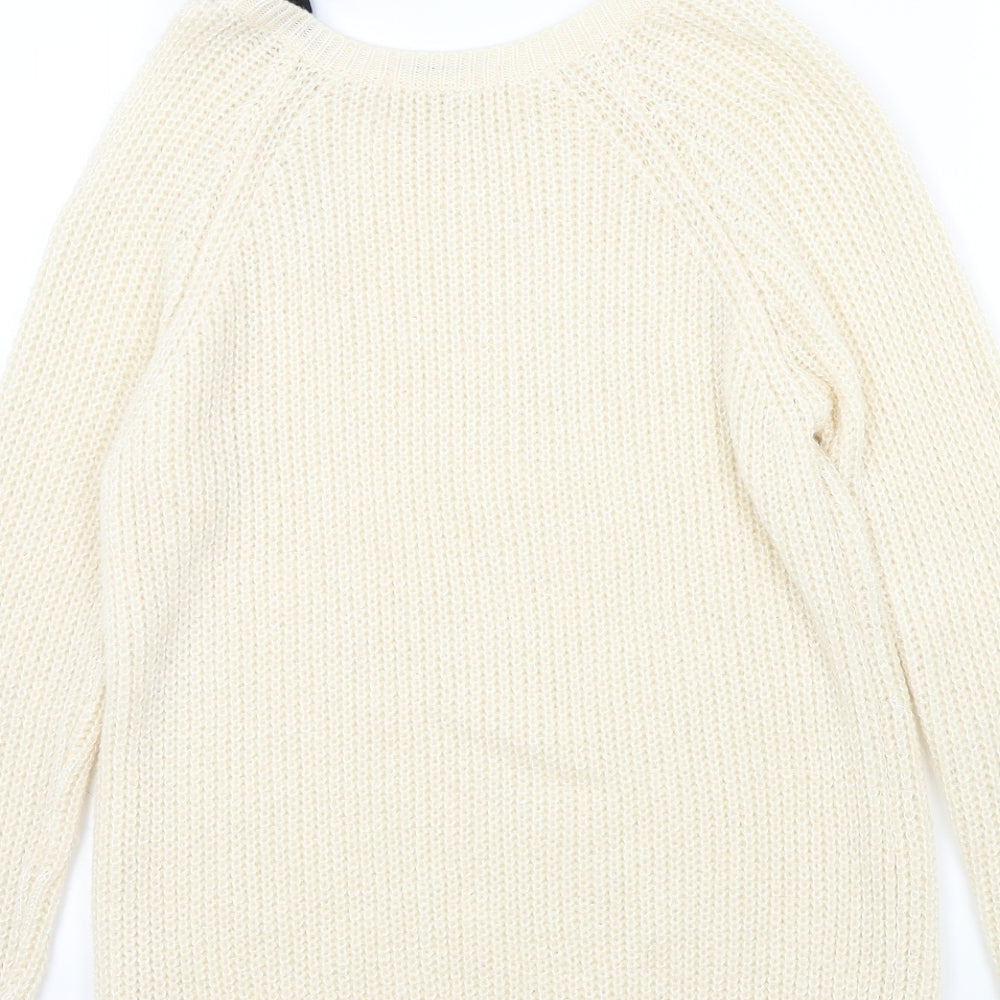 NEXT Womens Beige   Pullover Jumper Size 12  - bow on shoulder