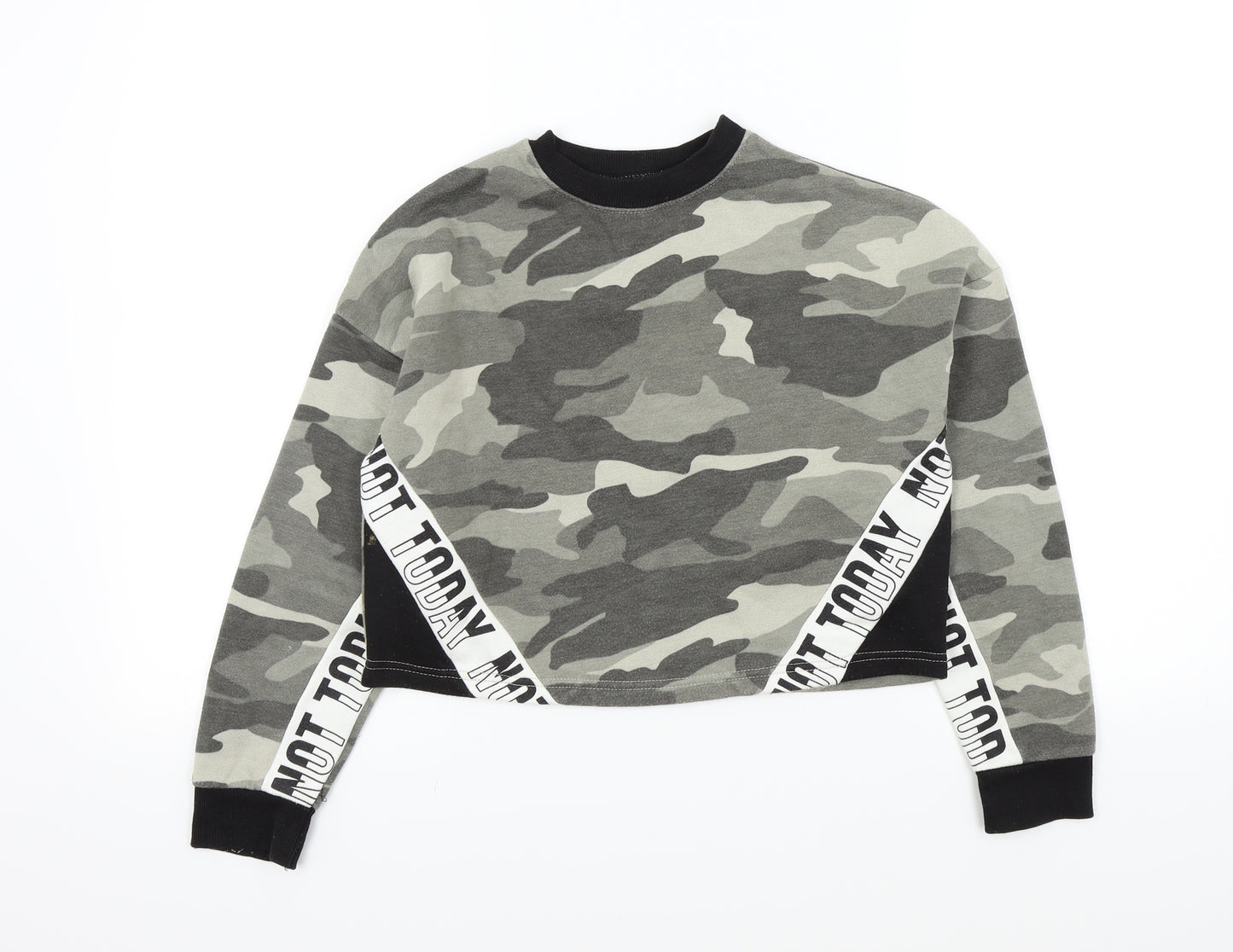 newlook Girls Green Camouflage  Pullover Jumper Size 11-12 Years