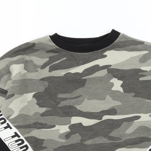 newlook Girls Green Camouflage  Pullover Jumper Size 11-12 Years