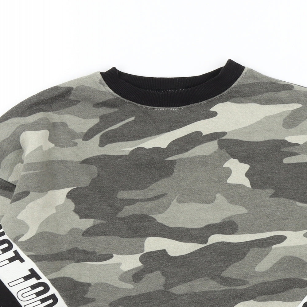newlook Girls Green Camouflage  Pullover Jumper Size 11-12 Years