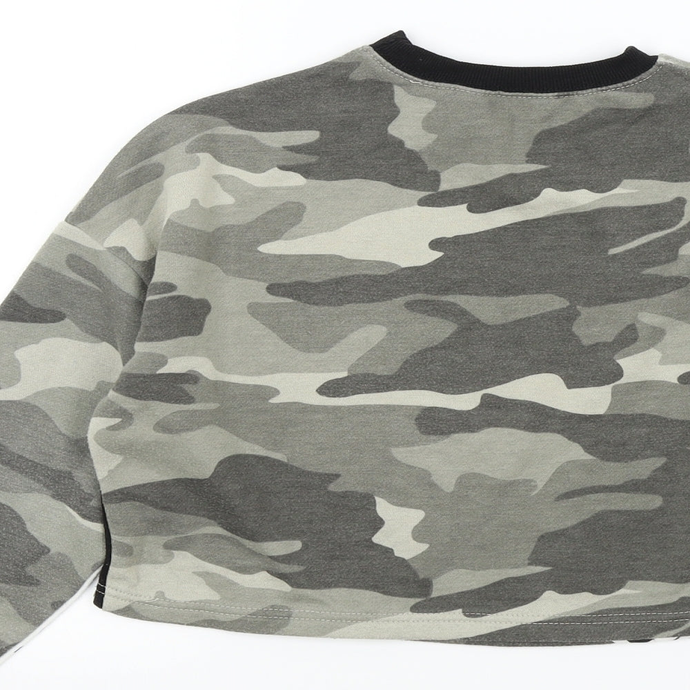 newlook Girls Green Camouflage  Pullover Jumper Size 11-12 Years