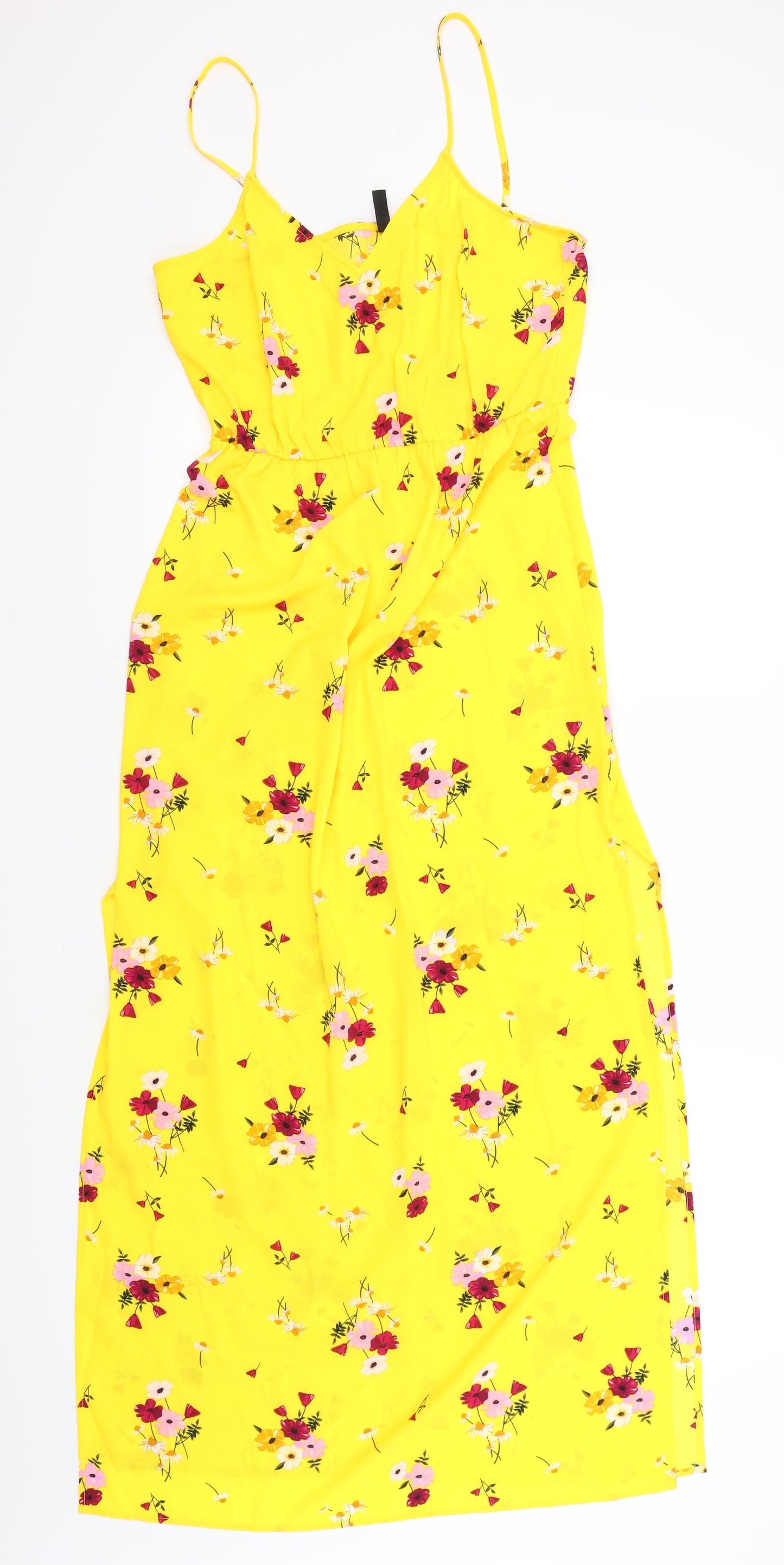 H&M Womens Yellow Floral  A-Line  Size 12