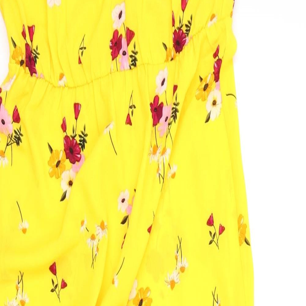 H&M Womens Yellow Floral  A-Line  Size 12