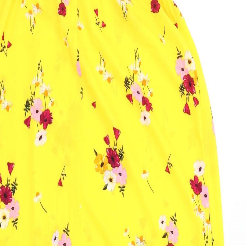 H&M Womens Yellow Floral  A-Line  Size 12