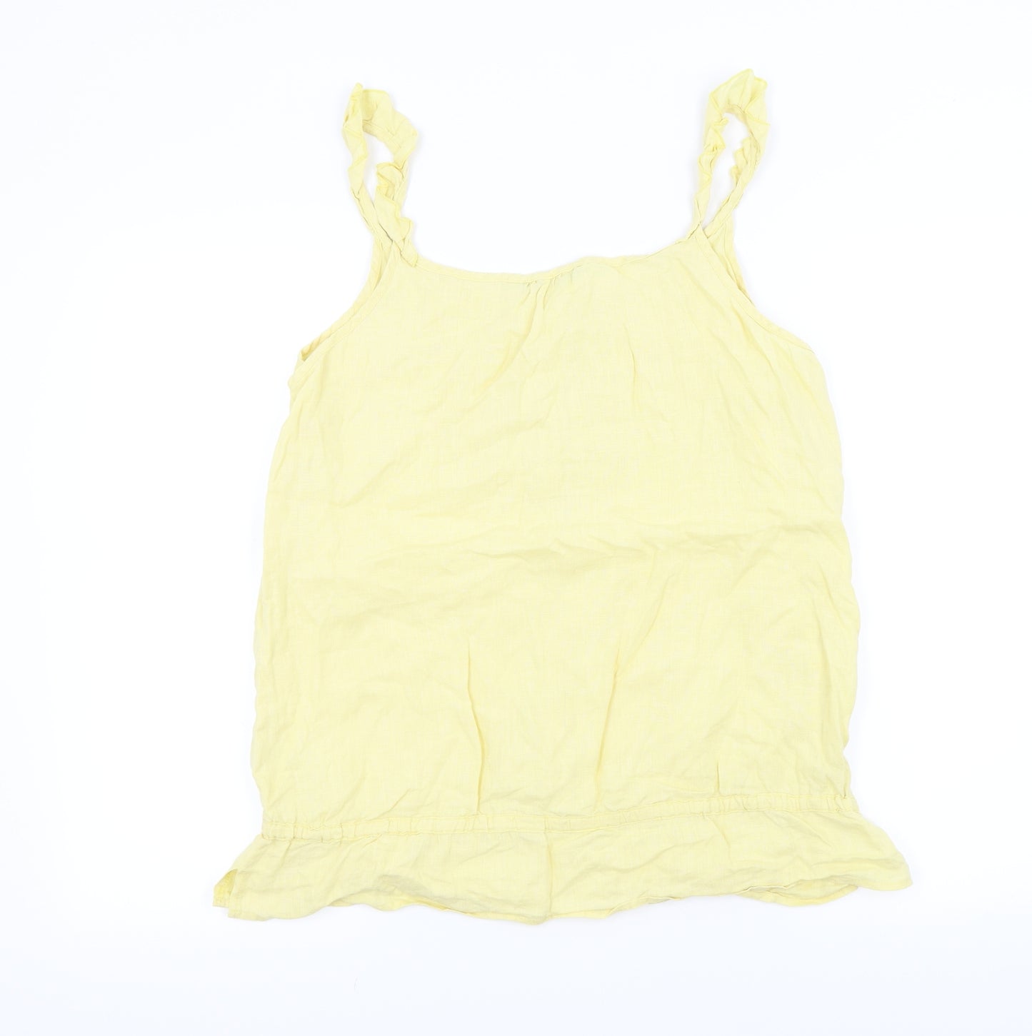 TU Womens Yellow Houndstooth  Basic T-Shirt Size 14  - Frill Detail