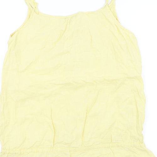 TU Womens Yellow Houndstooth  Basic T-Shirt Size 14  - Frill Detail