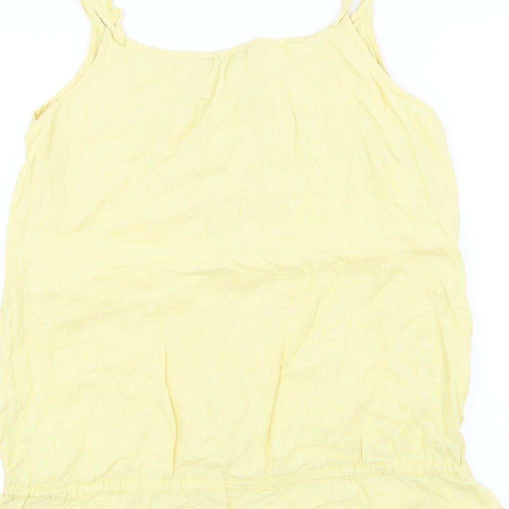 TU Womens Yellow Houndstooth  Basic T-Shirt Size 14  - Frill Detail