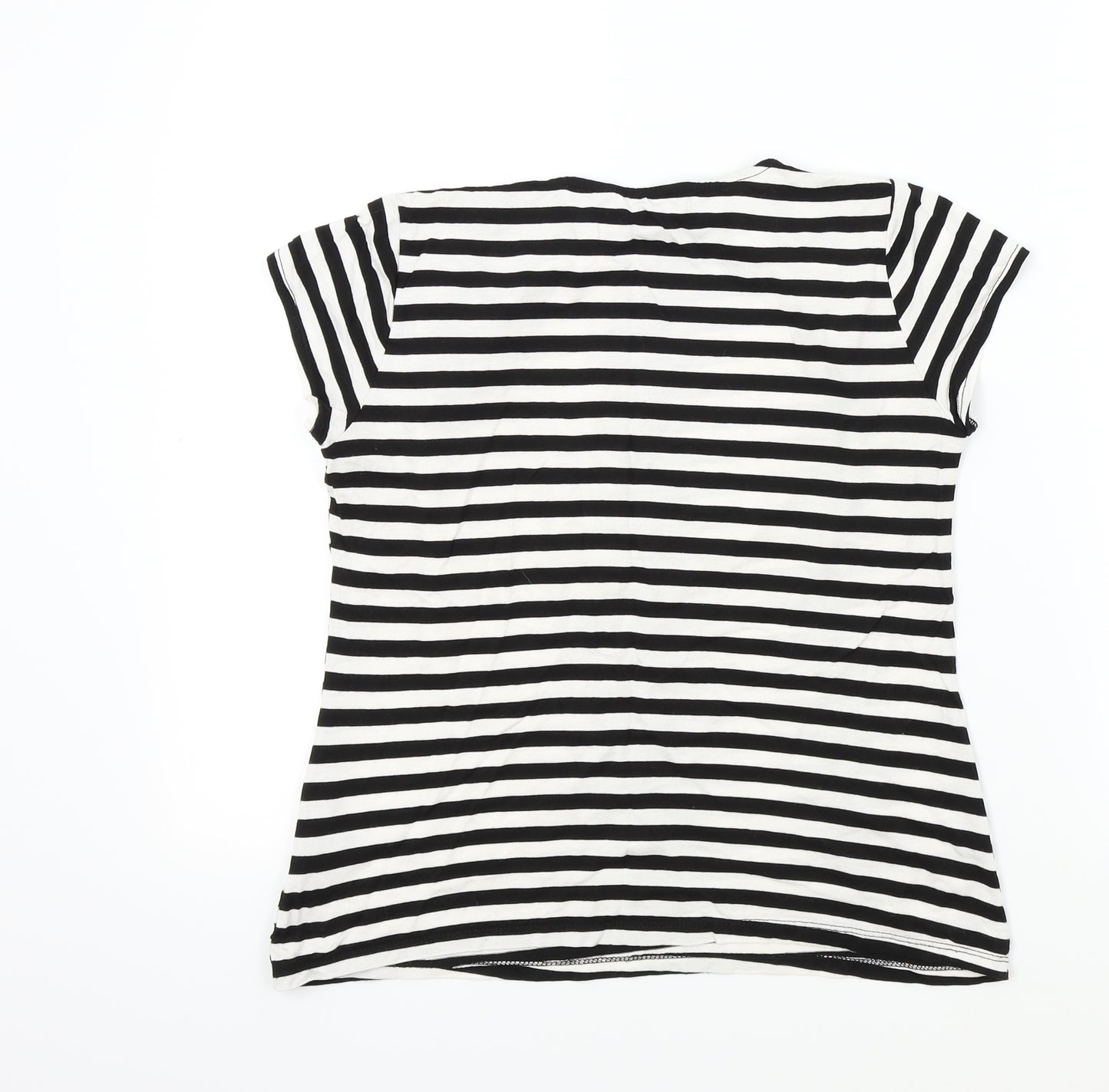BHS Womens Black Striped  Basic T-Shirt Size 10