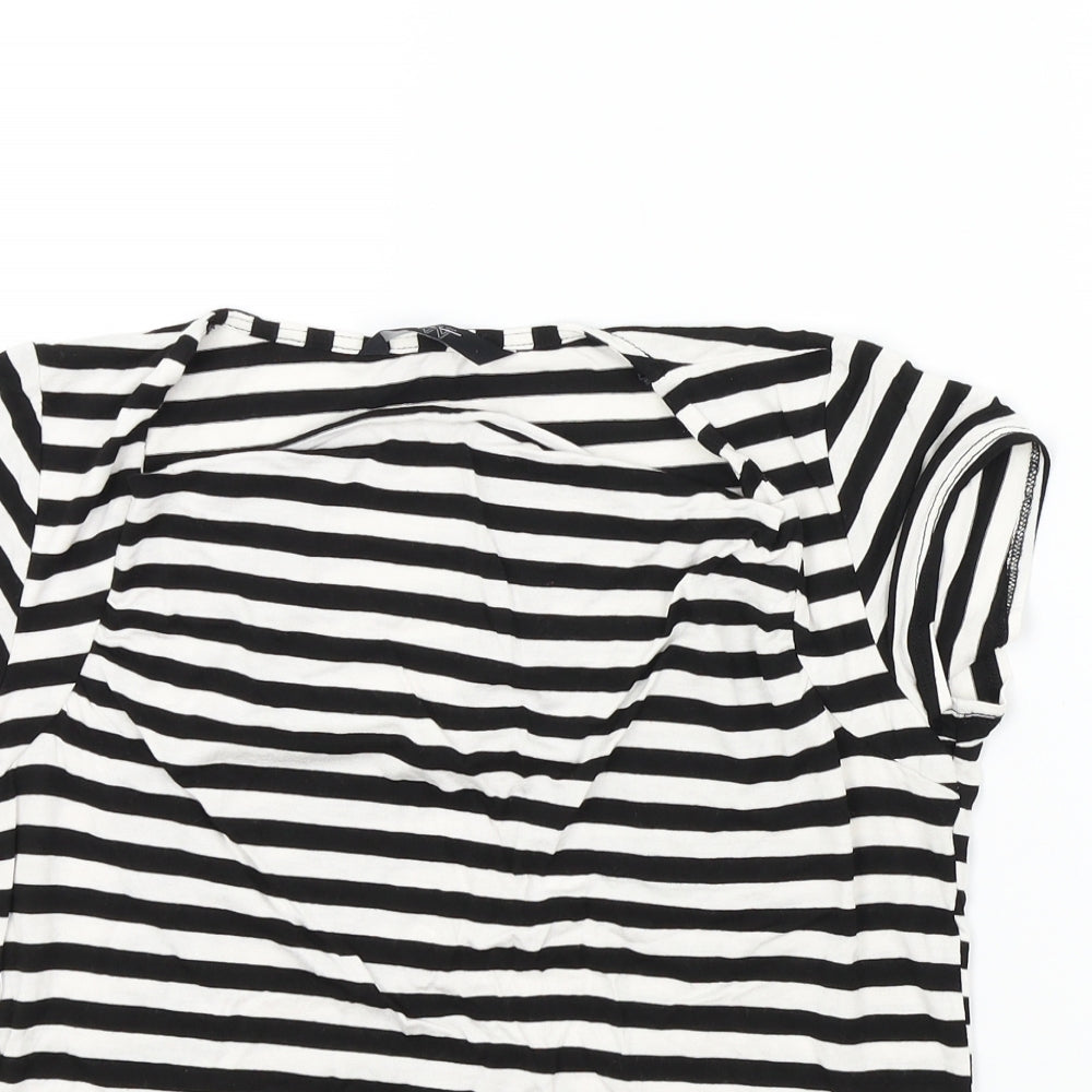 BHS Womens Black Striped  Basic T-Shirt Size 10