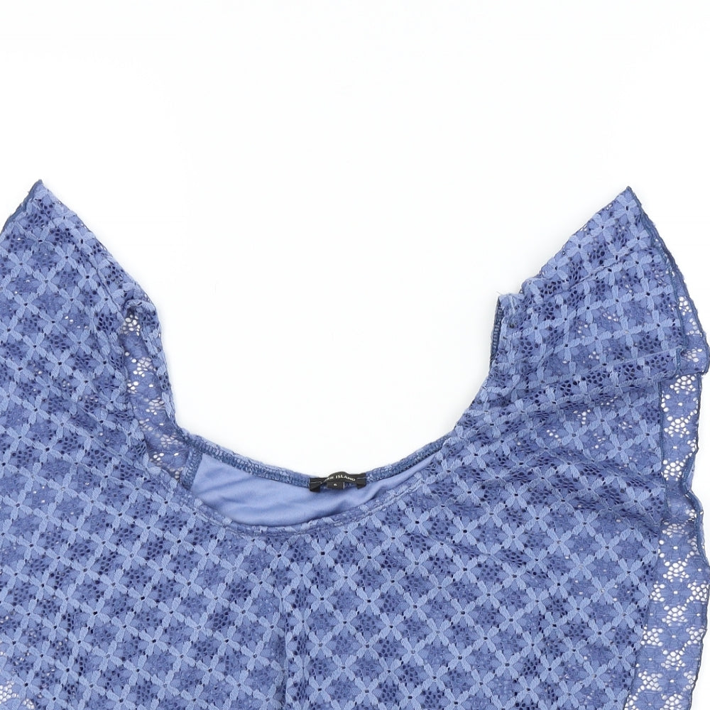 River Island Womens Blue Colourblock  Basic T-Shirt Size 6