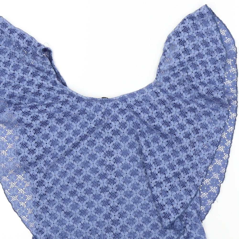 River Island Womens Blue Colourblock  Basic T-Shirt Size 6