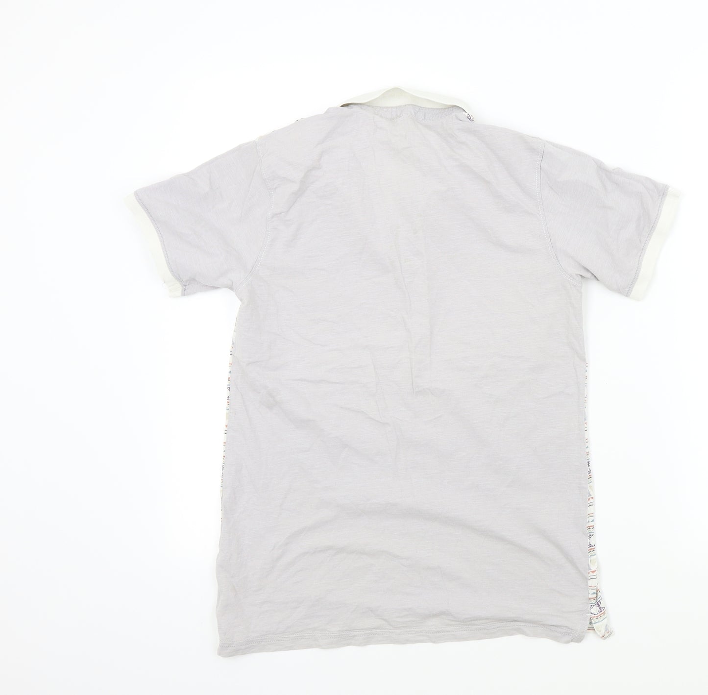 Preworn Boys Grey Geometric  Basic Polo Size 12-13 Years