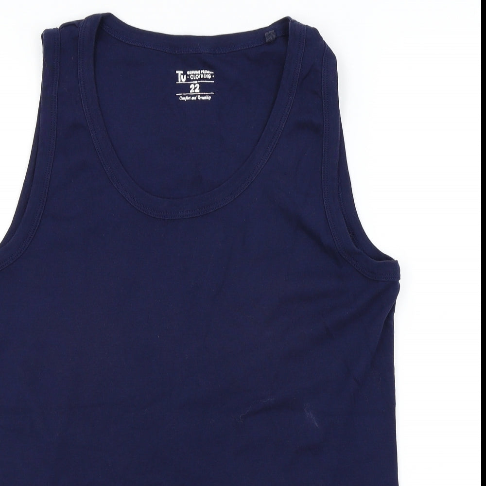 TU Womens Blue Colourblock  Basic T-Shirt Size 22