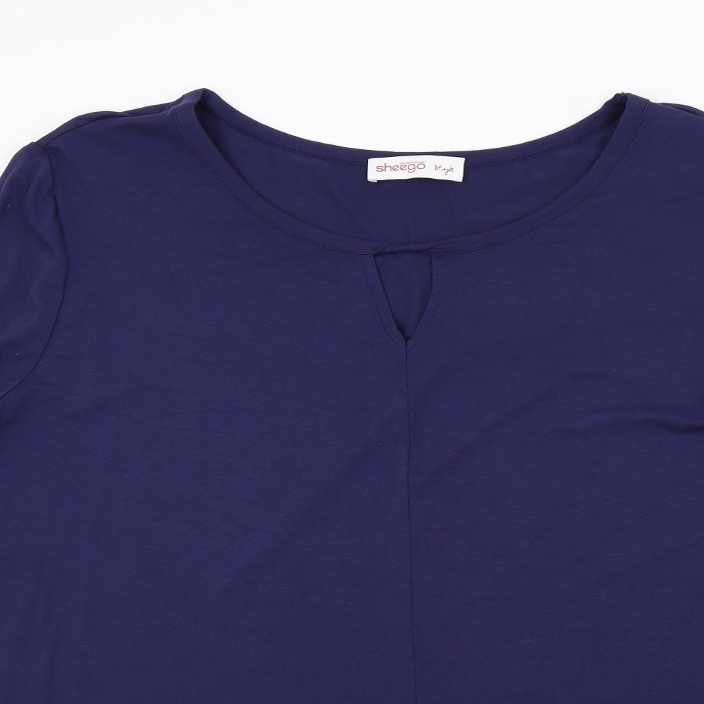Sheego Womens Blue Colourblock  Basic T-Shirt Size 28