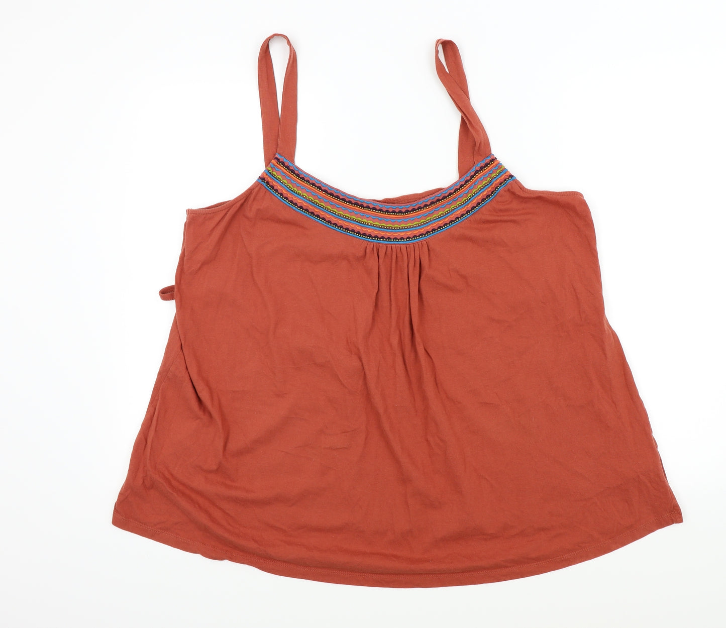 Preworn Womens Brown Colourblock  Basic T-Shirt Size 24  - beaded detail