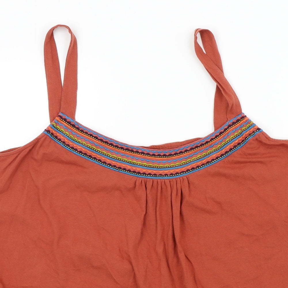 Preworn Womens Brown Colourblock  Basic T-Shirt Size 24  - beaded detail