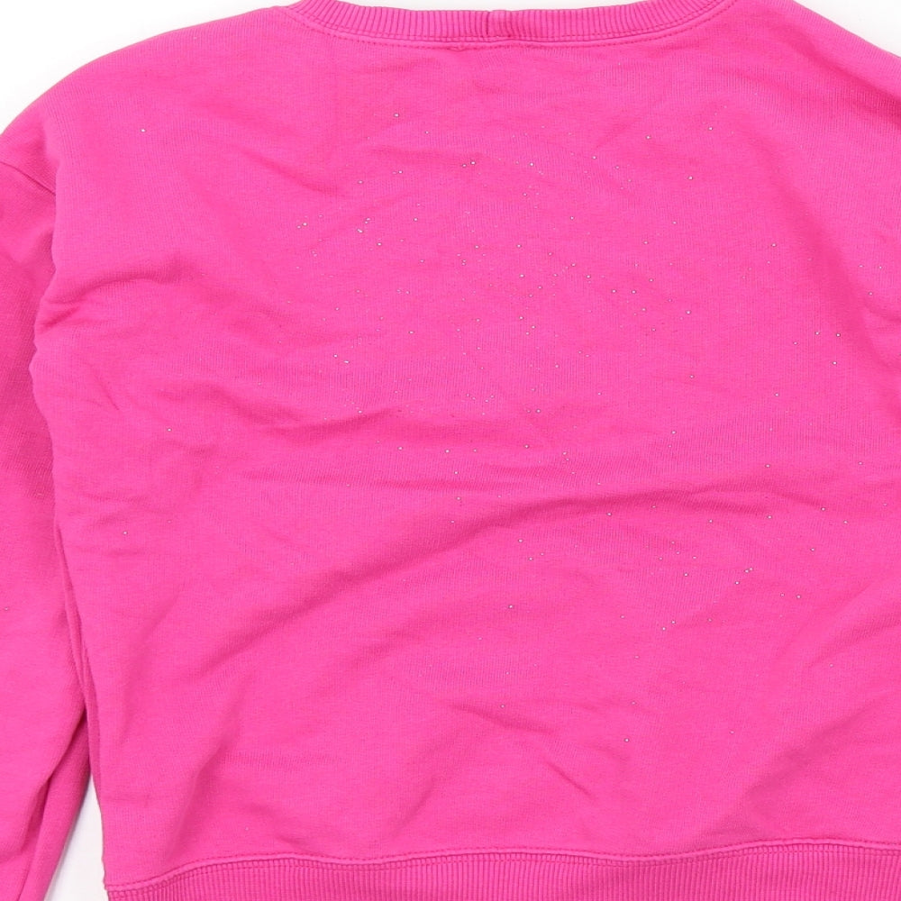United Colors of Benetton Girls Pink Colourblock  Pullover Jumper Size 8-9 Years  - Sparkle and Shine