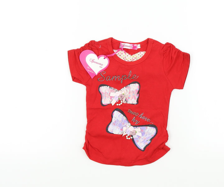spenema Baby Pink Colourblock Basic T-Shirt Size 6-9 Months