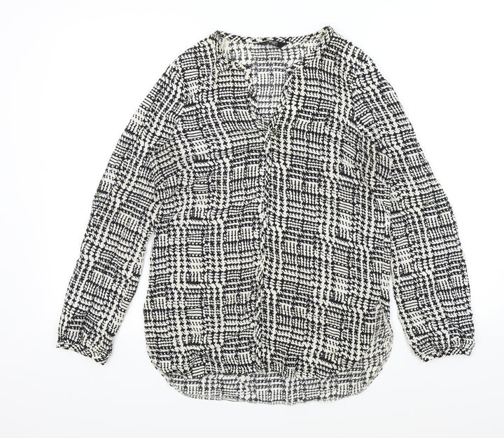 F&F Womens Black Geometric Basic Blouse Size 8