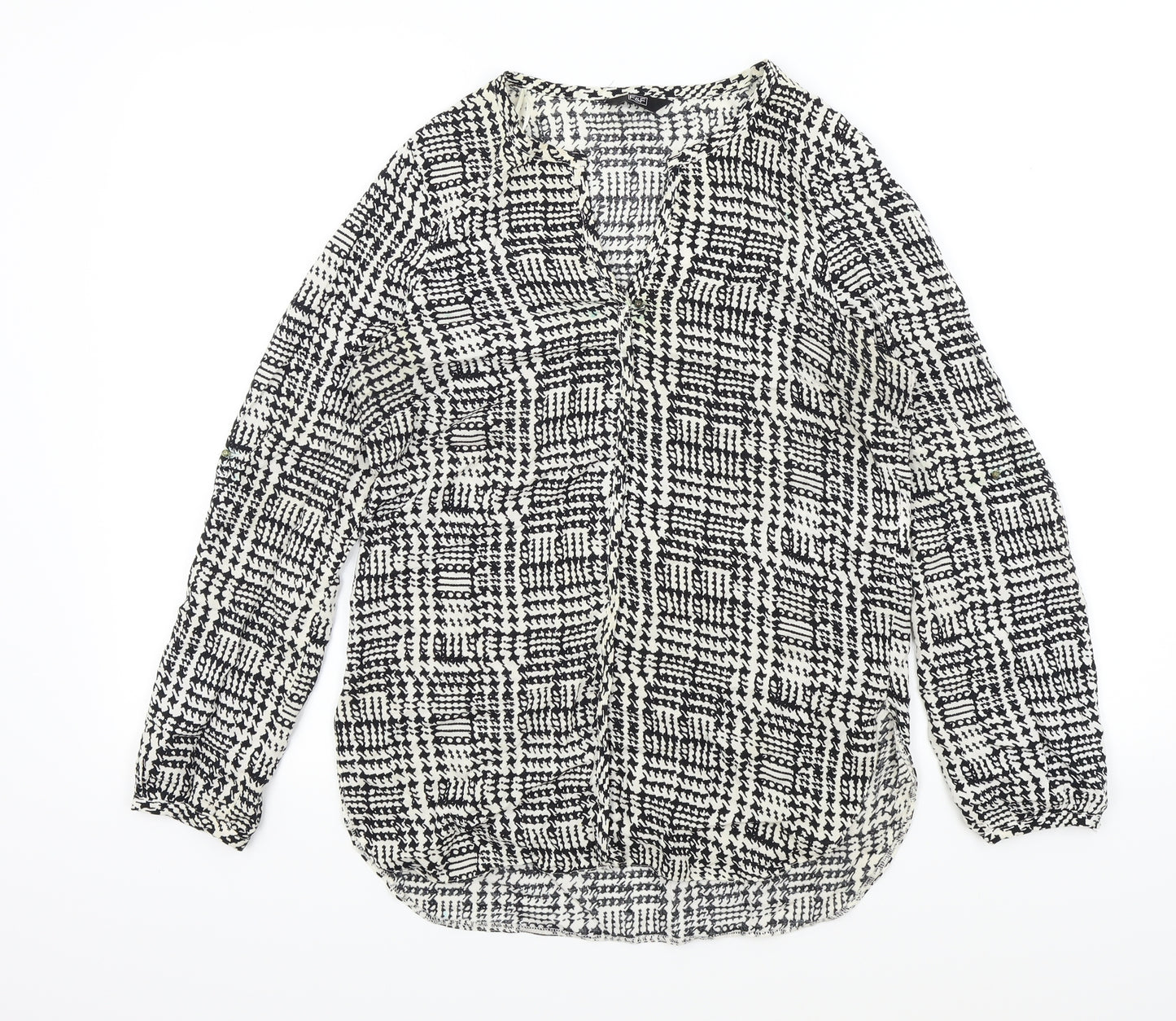 F&F Womens Black Geometric  Basic Blouse Size 8