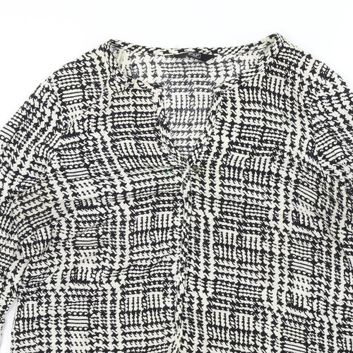 F&F Womens Black Geometric  Basic Blouse Size 8