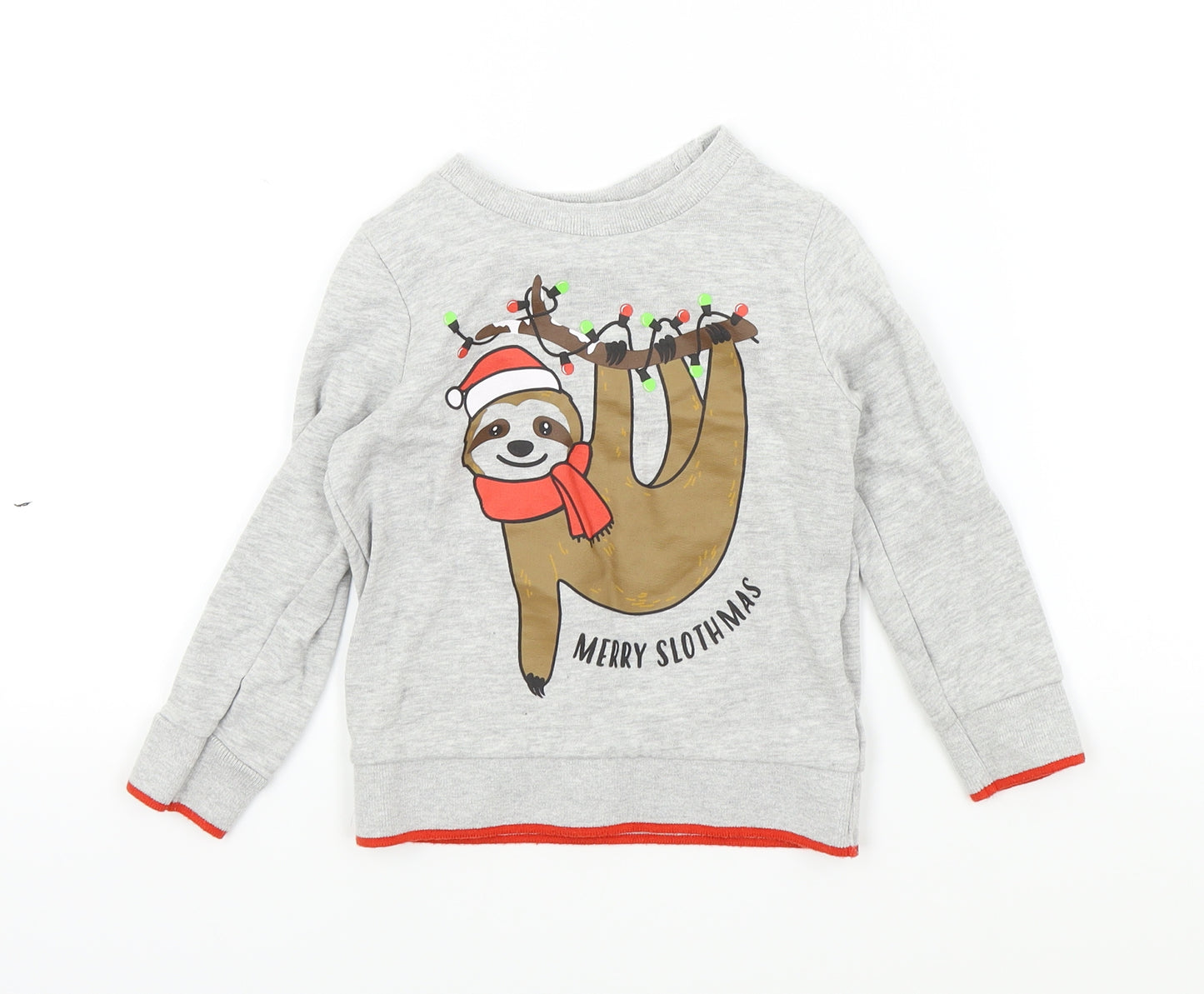 lily&dan Boys Grey   Pullover Jumper Size 3-4 Years  - merry slothmas