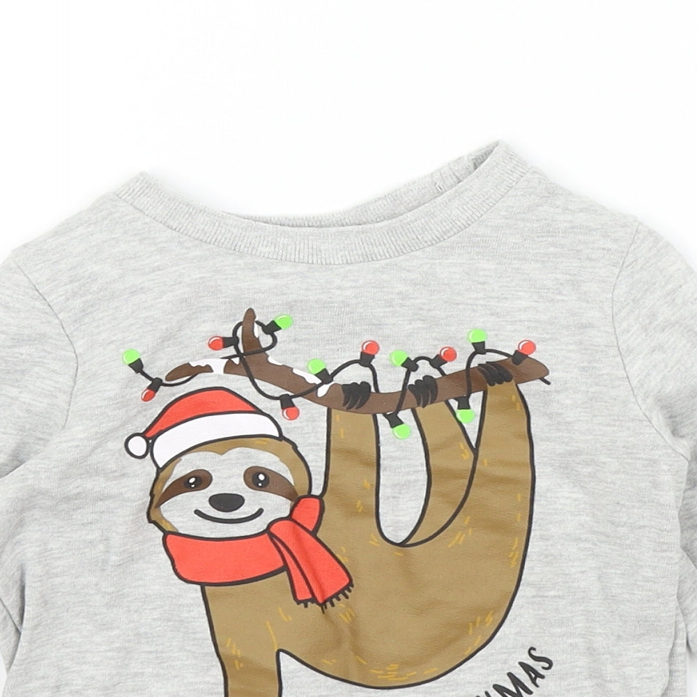 lily&dan Boys Grey   Pullover Jumper Size 3-4 Years  - merry slothmas
