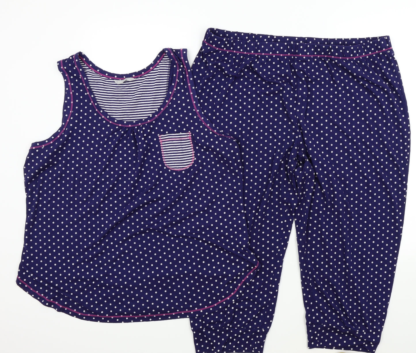 sleep wear collection Womens Blue Polka Dot  Top Pyjama Set Size L
