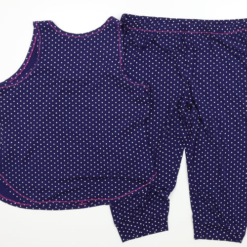 sleep wear collection Womens Blue Polka Dot  Top Pyjama Set Size L