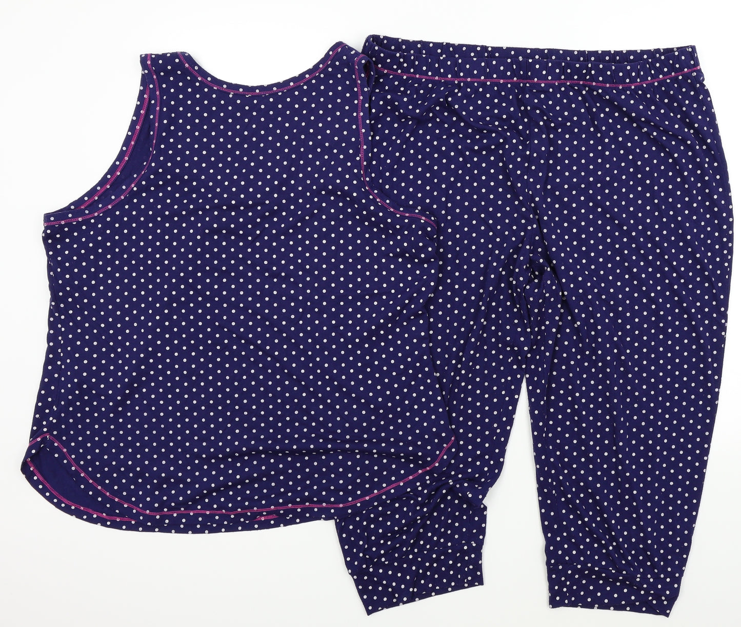 sleep wear collection Womens Blue Polka Dot  Top Pyjama Set Size L