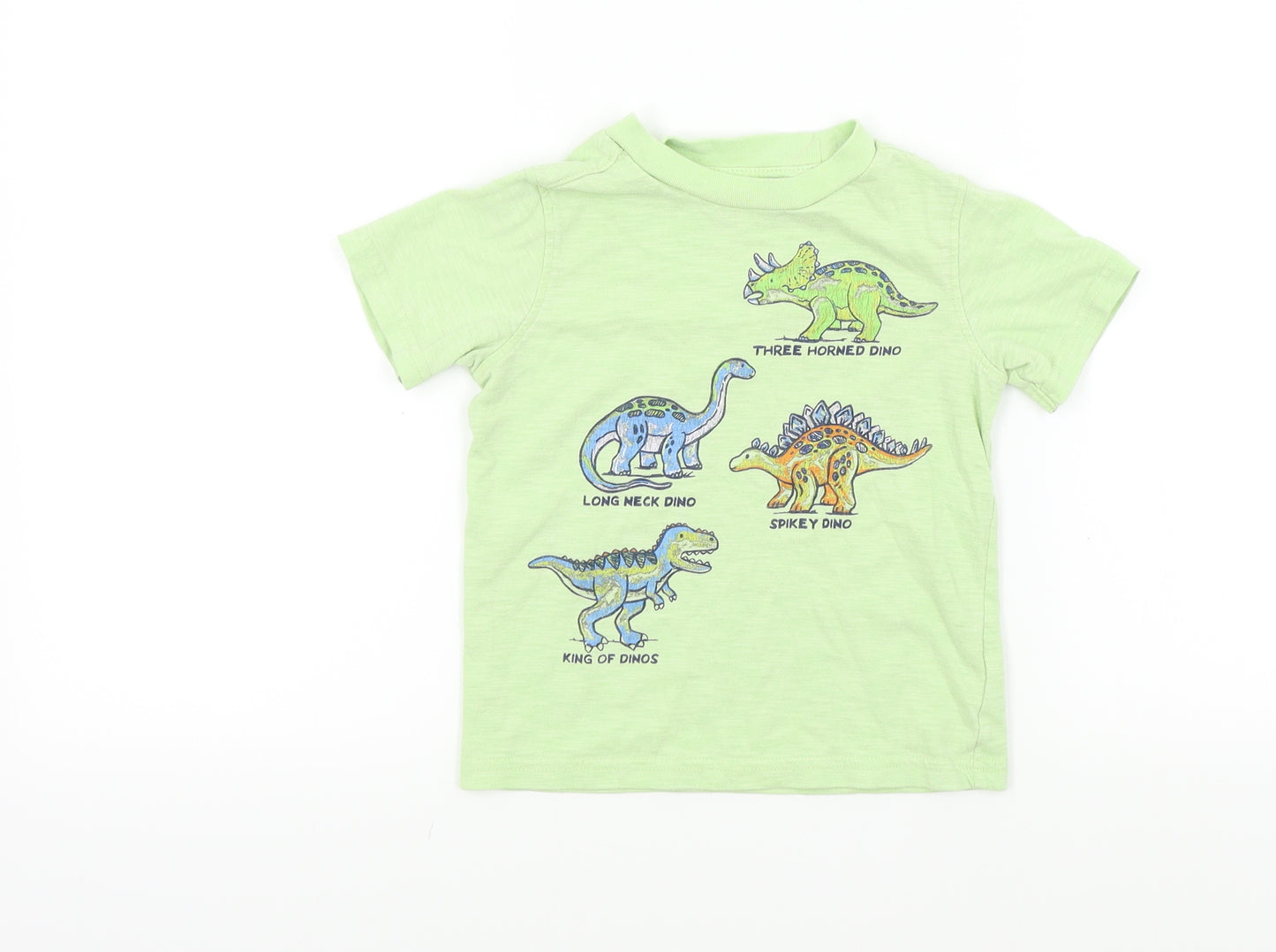 M&M KID Boys Green Colourblock  Basic T-Shirt Size 2-3 Years  - dinasours