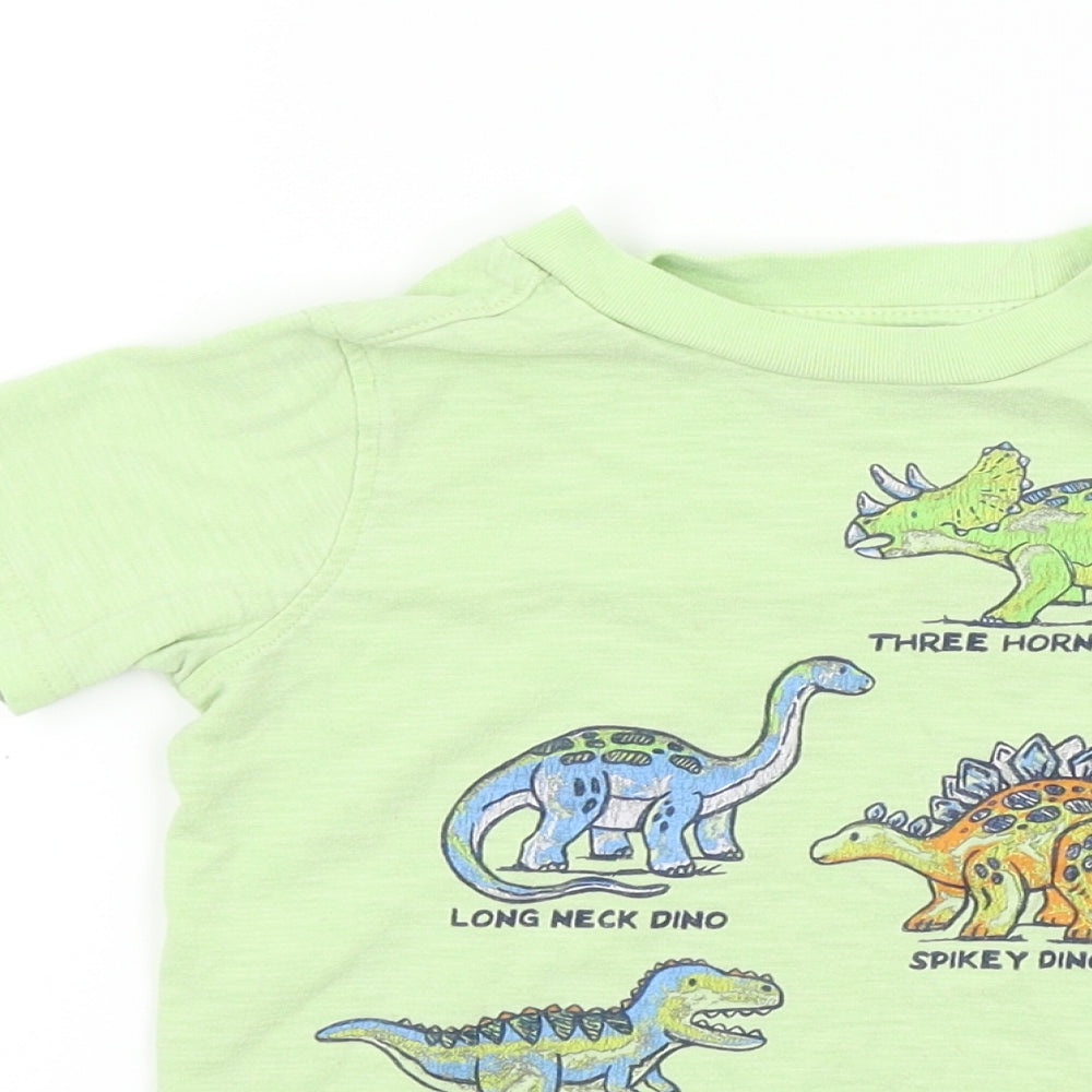 M&M KID Boys Green Colourblock  Basic T-Shirt Size 2-3 Years  - dinasours