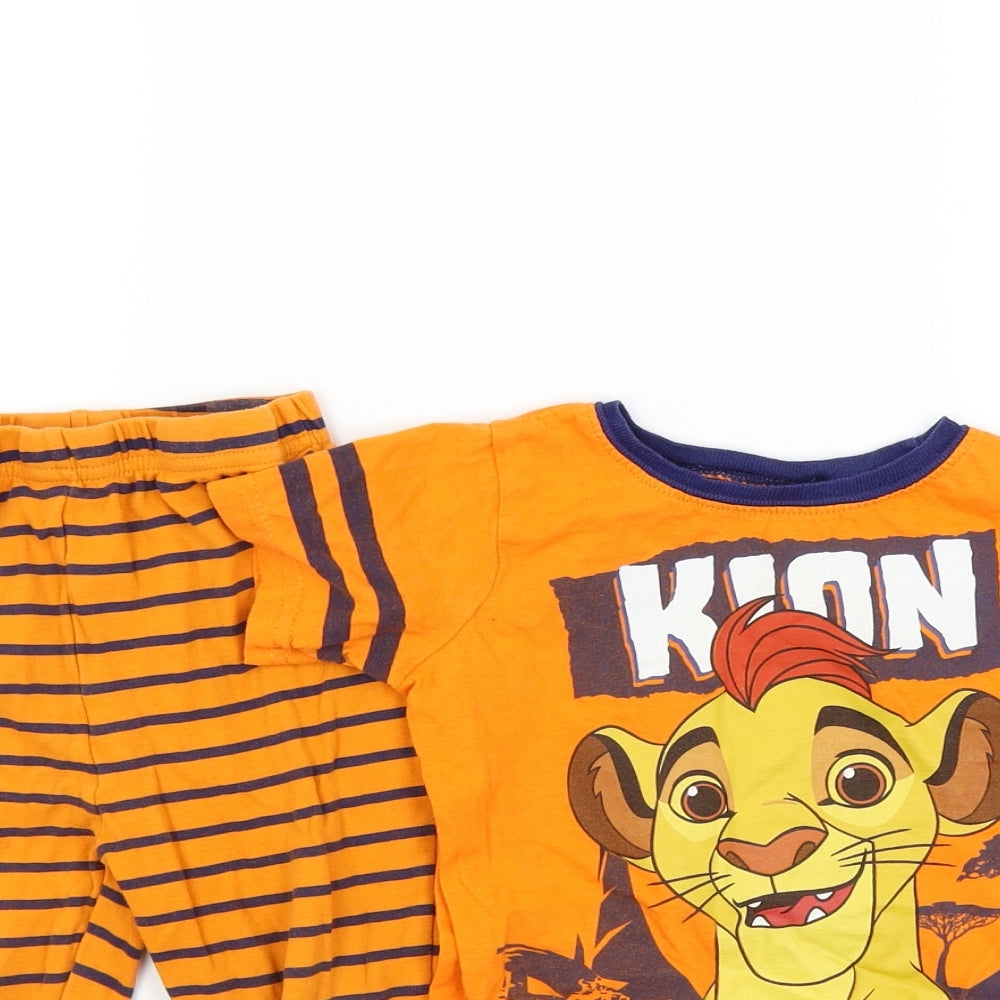 Disney Boys Orange Colourblock   Pyjama Set Size 2-3 Years  - lion king