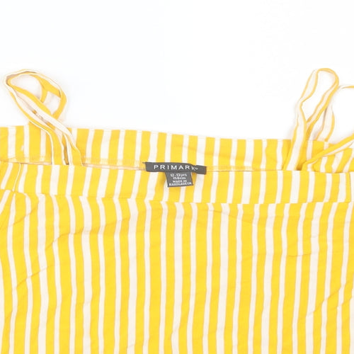 Primark Girls Yellow Striped  Basic T-Shirt Size 12-13 Years