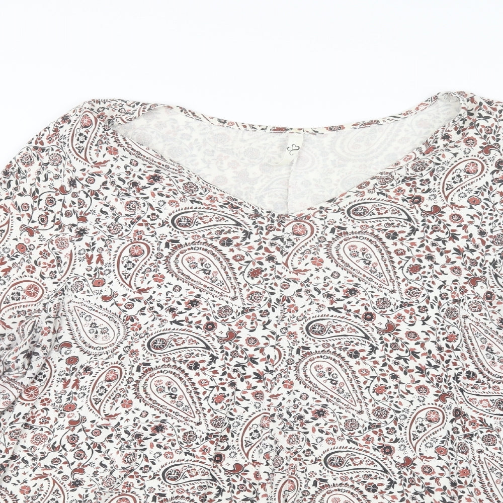 Preworn Womens Black Paisley  Basic T-Shirt Size 22