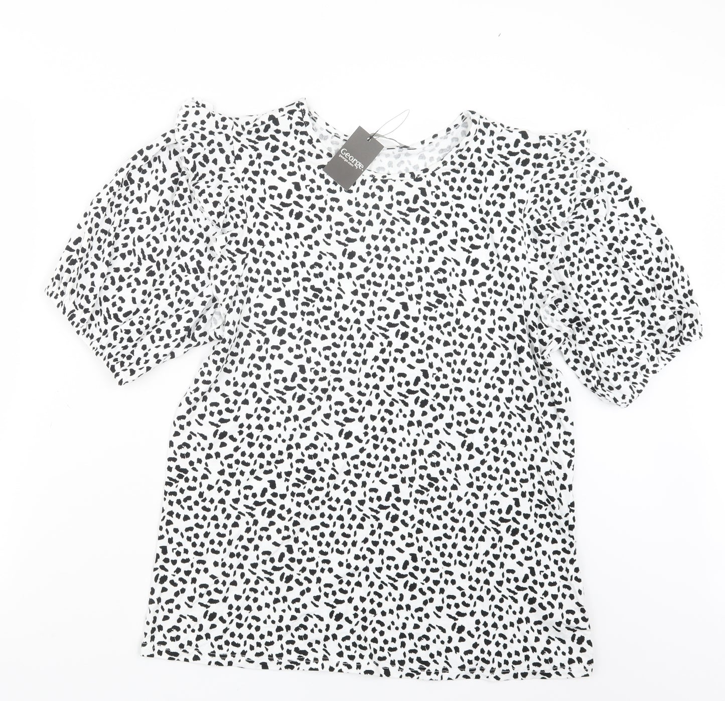 George Womens Black Animal Print  Basic T-Shirt Size 12