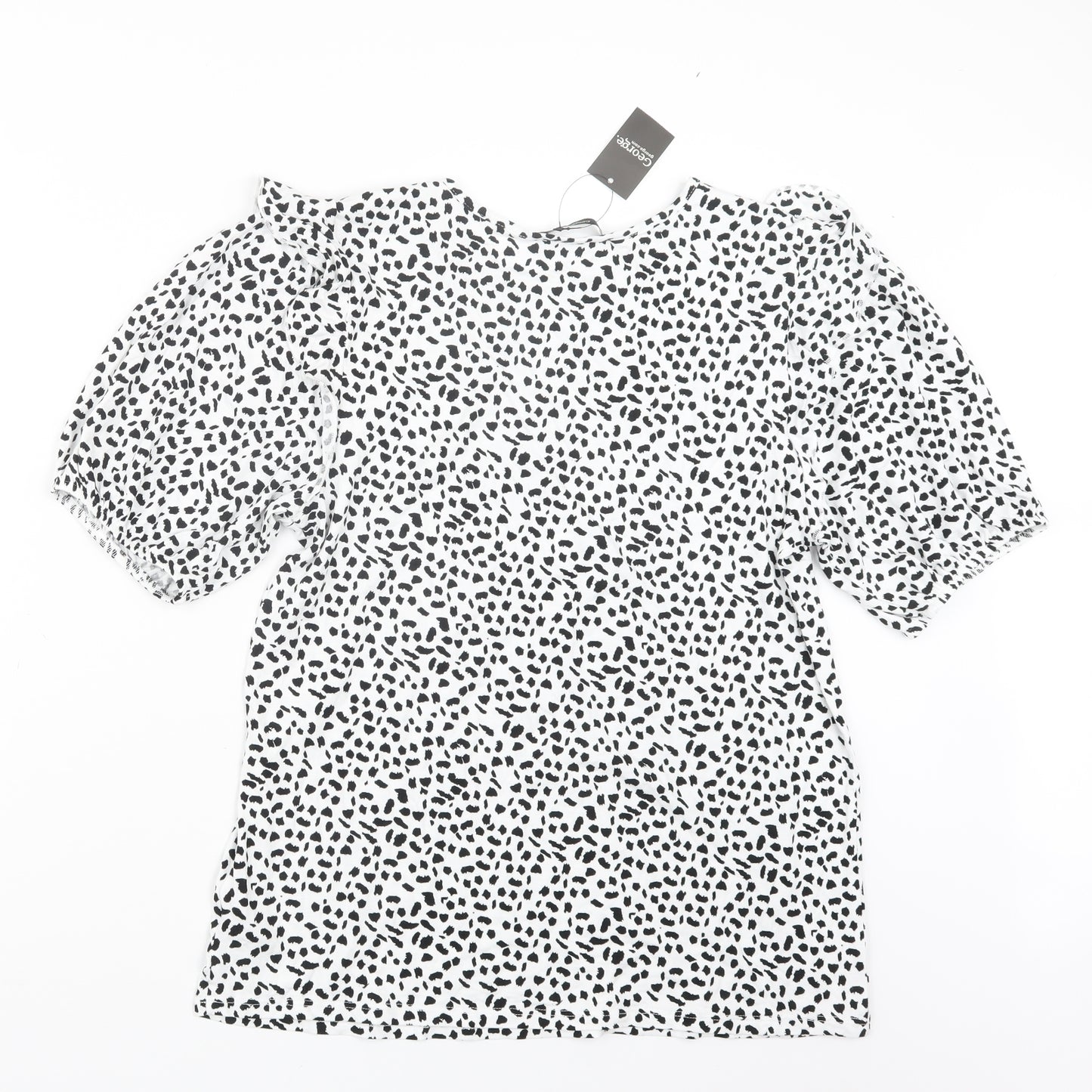 George Womens Black Animal Print  Basic T-Shirt Size 12