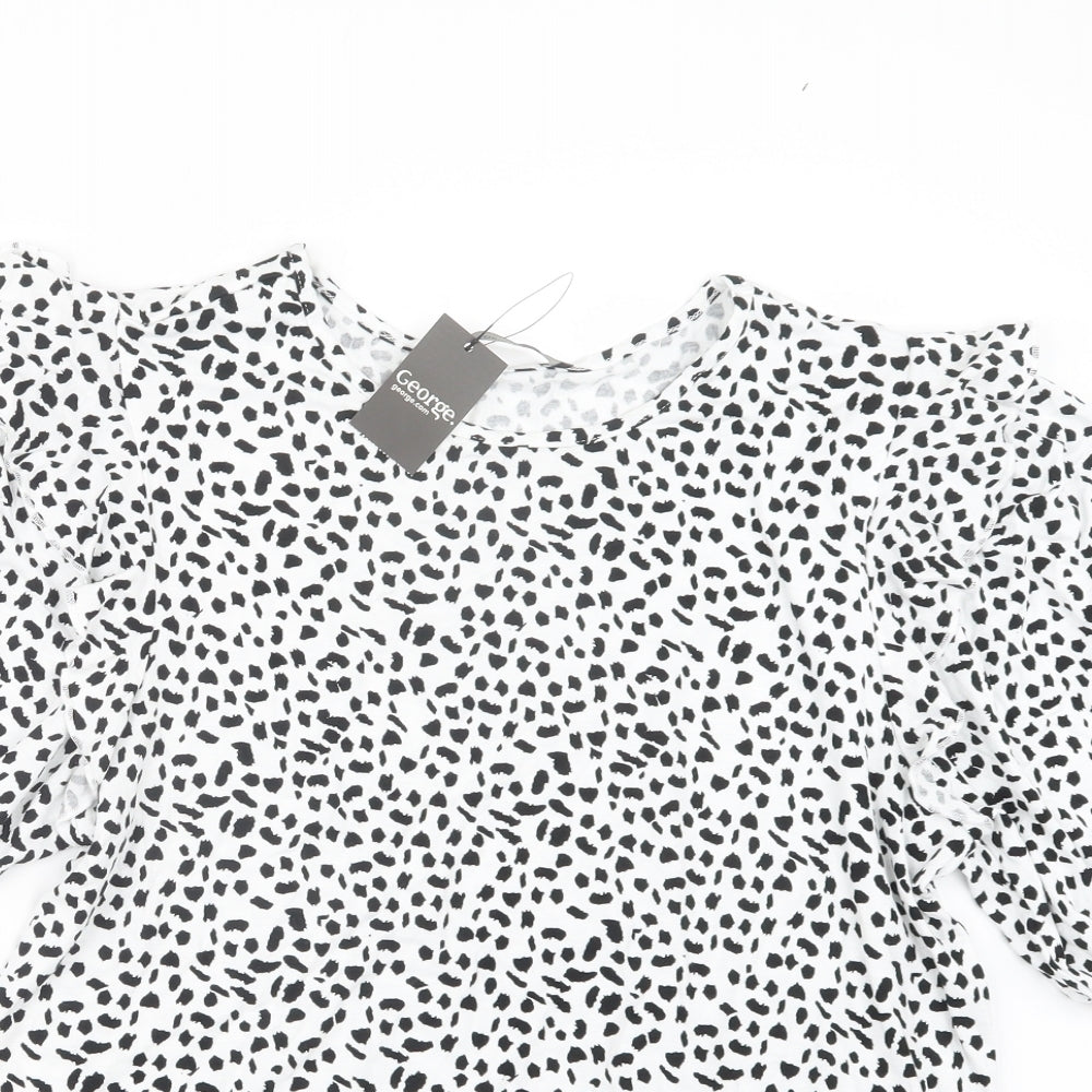 George Womens Black Animal Print  Basic T-Shirt Size 12